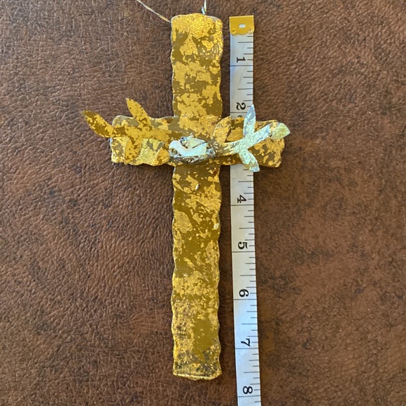 Thin Metal Cross/Ornament with Dove in a Nest - Picture 3 of 7